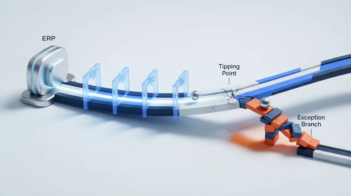 Conceptual illustration for When ERP Configuration Becomes Technical Debt: Spotting the Tipping Point